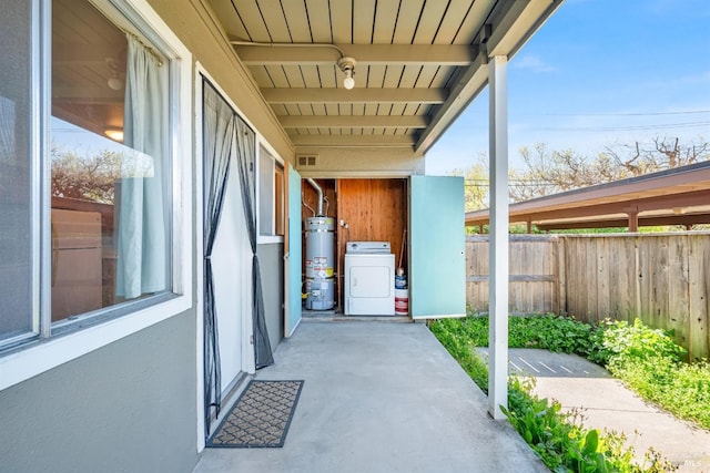 1008 Los Gamos Rd Unit F, San Rafael, CA 94903 - view of patio featuring washer / dryer and strapped water heater