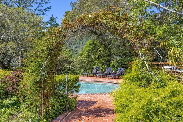 pool featuring a patio area