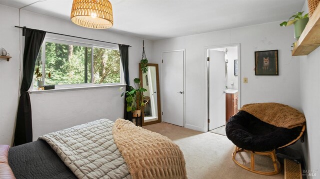 317 Olema Rd, Fairfax, CA 94930 - bedroom with light carpet and connected bathroom