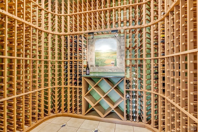 wine cellar featuring light tile patterned floors