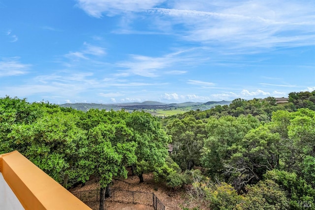 mountain view with a view of trees
