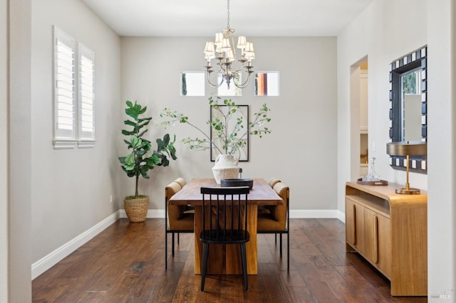 5232 Sunridge Dr, Fairfield, CA 94534 - dining area featuring a notable chandelier, baseboards, and dark wood finished floors