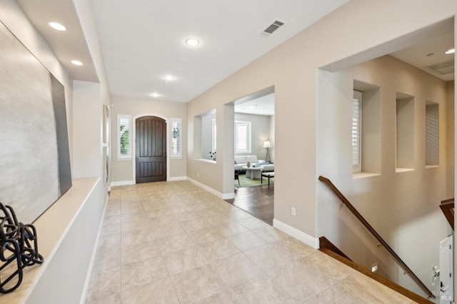 5232 Sunridge Dr, Fairfield, CA 94534 - foyer entrance with visible vents, baseboards, recessed lighting, and light tile patterned flooring