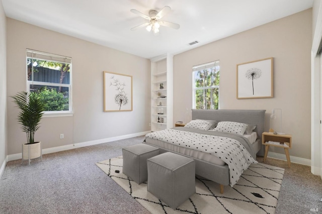 5232 Sunridge Dr, Fairfield, CA 94534 - carpeted bedroom featuring baseboards, a ceiling fan, and visible vents