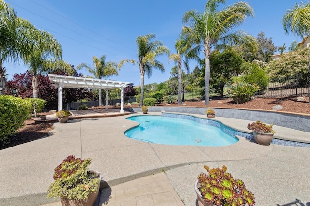5232 Sunridge Dr, Fairfield, CA 94534 - view of swimming pool with a fenced backyard, a fenced in pool, a patio, and a pergola