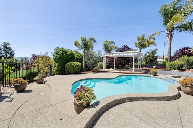 5232 Sunridge Dr, Fairfield, CA 94534 - view of swimming pool with a fenced in pool, a patio, a pergola, and a fenced backyard