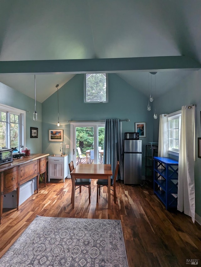 11900 Hwy 116, Guerneville, CA 95446 - dining space featuring vaulted ceiling and wood finished floors