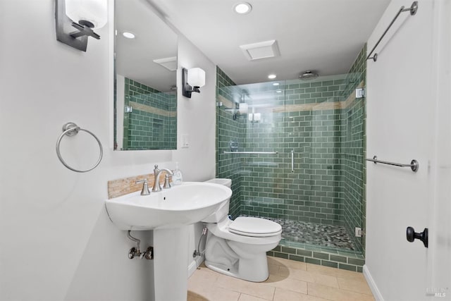 162 Wolfe Grade, Kentfield, CA 94904 - full bathroom featuring a stall shower, tile patterned floors, toilet, and recessed lighting