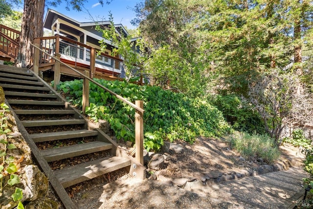 162 Wolfe Grade, Kentfield, CA 94904 - view of yard with stairway and a deck