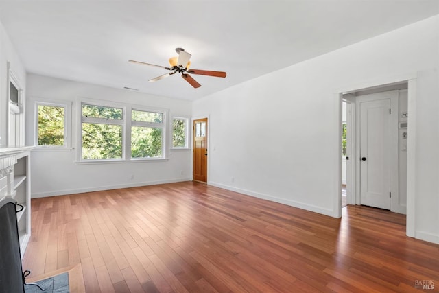 162 Wolfe Grade, Kentfield, CA 94904 - unfurnished living room with a ceiling fan, baseboards, and wood finished floors