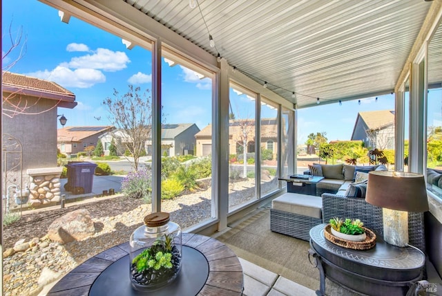 view of patio / terrace with a residential view and outdoor lounge area