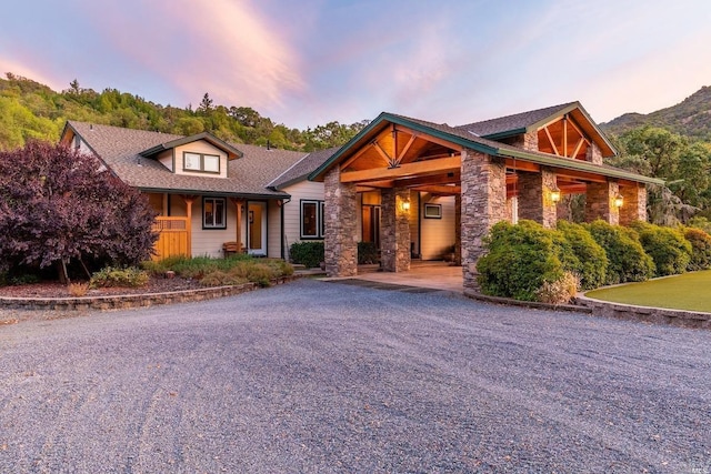 view of front of house featuring stone siding