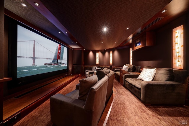 cinema featuring wainscoting and recessed lighting