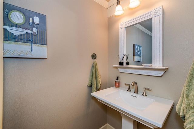 bathroom featuring ornamental molding