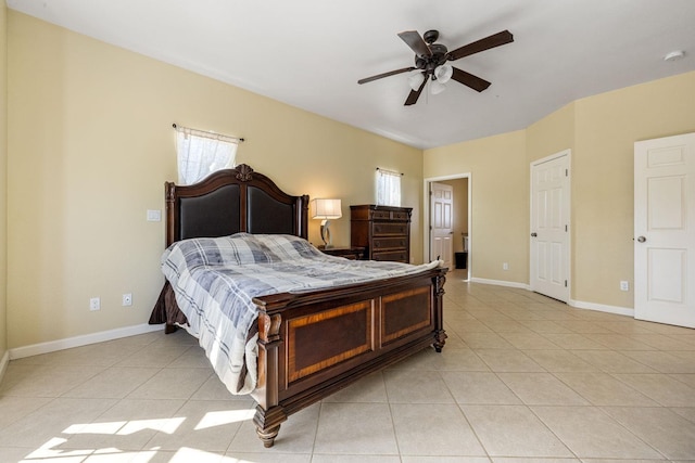 19810 S Spruce Rd, Los Banos, CA 93635 - bedroom featuring light tile patterned flooring, baseboards, and ceiling fan