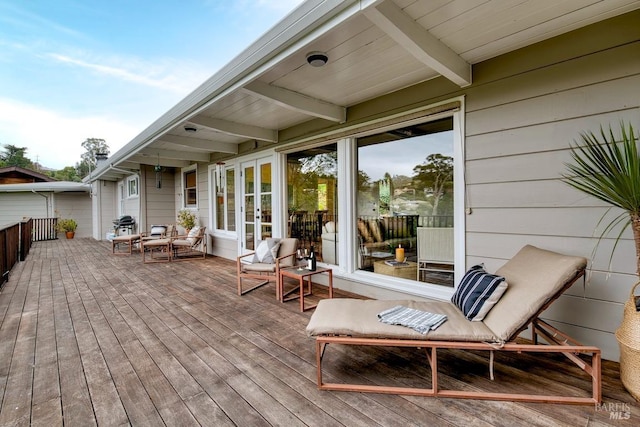 deck featuring french doors