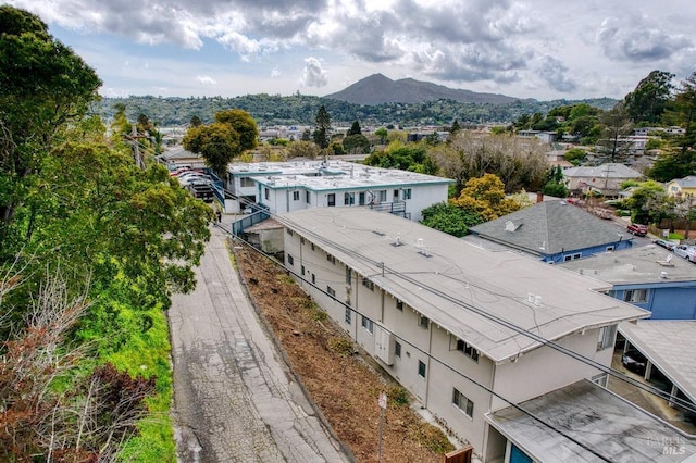 drone / aerial view with a mountain view