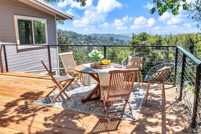 421 Rose Ave, Mill Valley, CA 94941 - deck with outdoor dining area and a mountain view