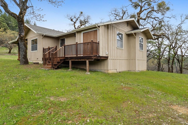 8401 Brandywine Dr, Ukiah, CA 95482 - back of property with a lawn and a deck