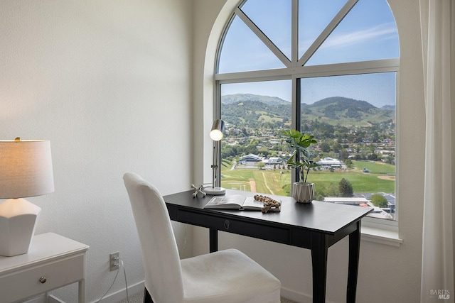 office with a mountain view