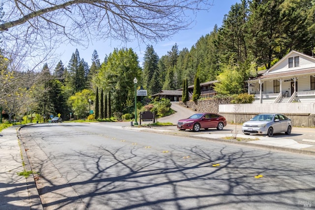 view of road with curbs