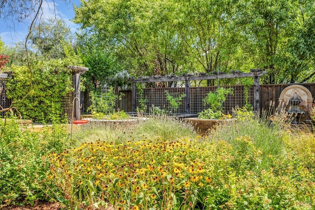 view of yard featuring a garden and fence