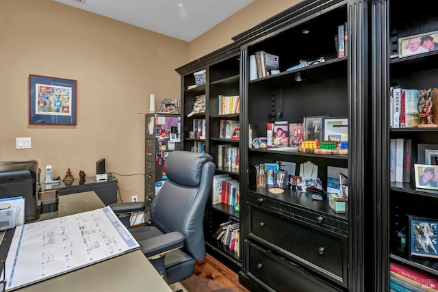 office area featuring wood finished floors