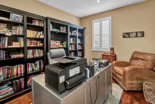 home office featuring wood finished floors
