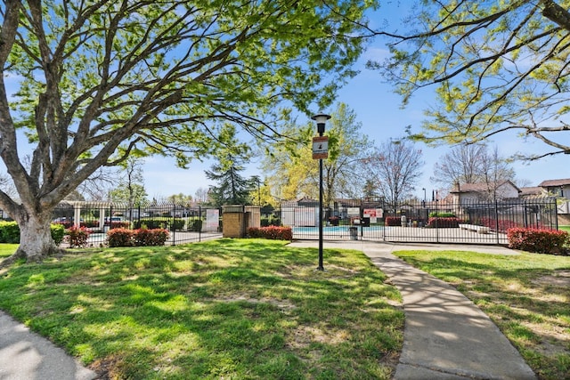 surrounding community featuring a yard and fence