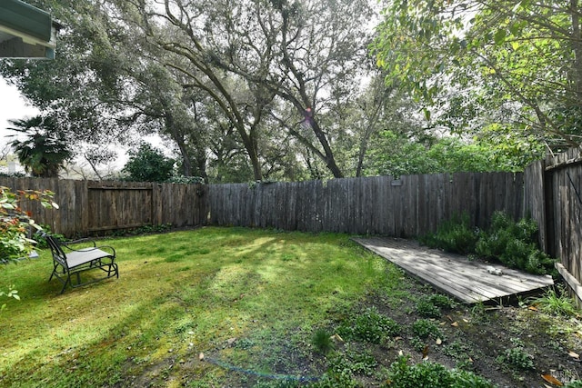 view of yard featuring a fenced backyard