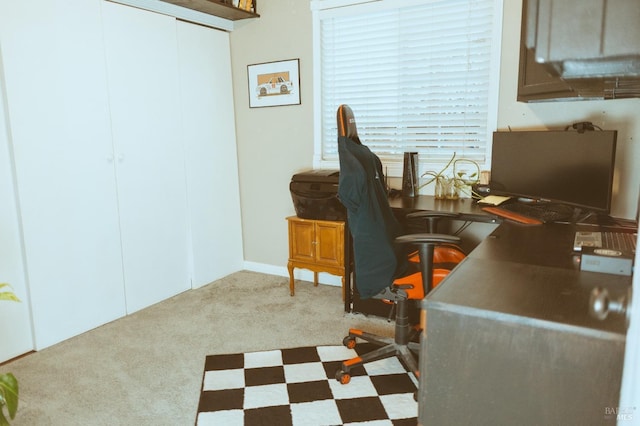 home office with carpet floors