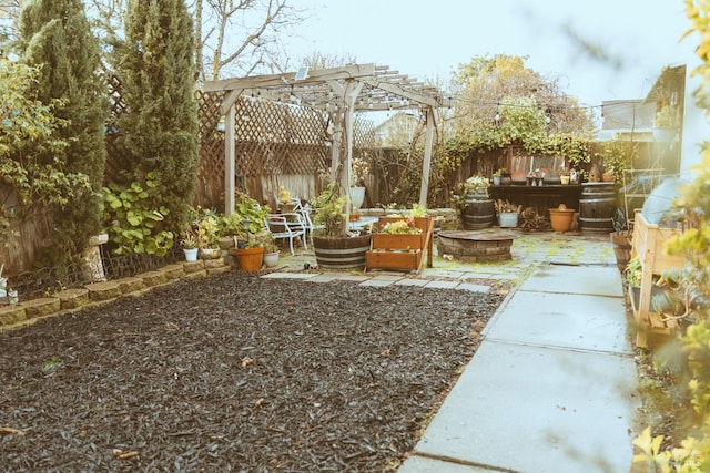 fenced backyard with a patio area and a pergola