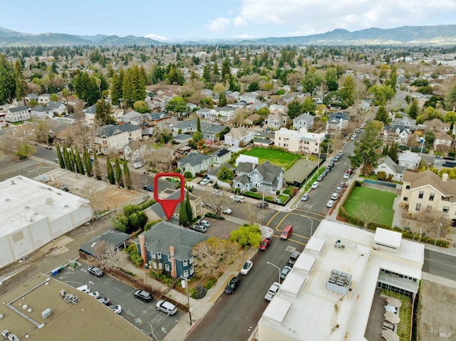 1133 Seminary St, Napa, CA 94559 - aerial overview of property's location featuring a mountainous background and nearby suburban area