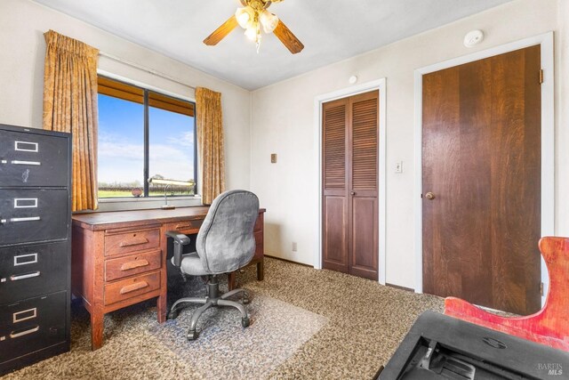 2062 Woolsey Rd, Fulton, CA 95439 - carpeted home office with ceiling fan