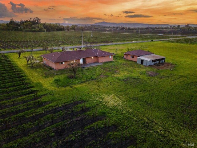 2062 Woolsey Rd, Fulton, CA 95439 - aerial view at dusk featuring a rural view and a mountain view