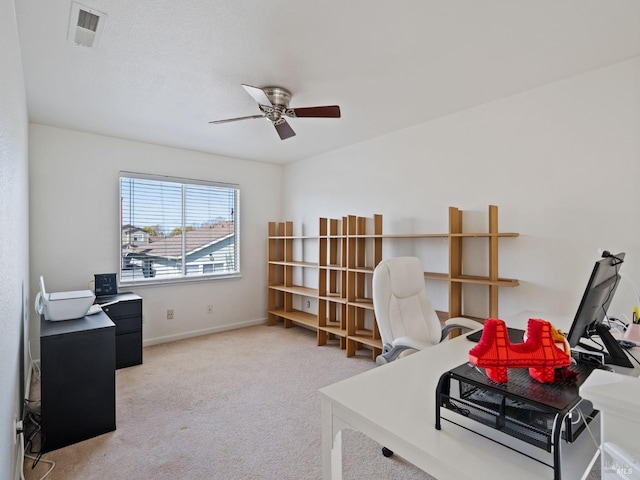 2085 Banjo Dr, Santa Rosa, CA 95407 - carpeted home office with baseboards, ceiling fan, and visible vents