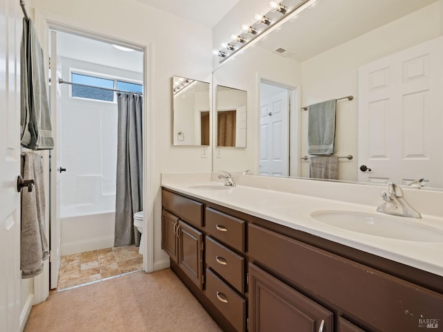 2085 Banjo Dr, Santa Rosa, CA 95407 - full bathroom with double vanity, visible vents, a sink, and toilet