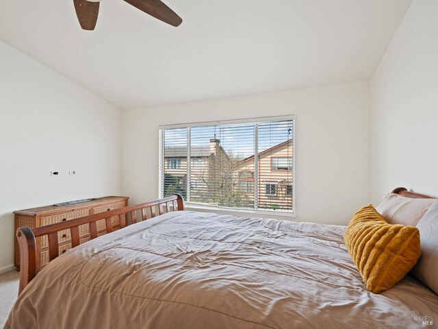 2085 Banjo Dr, Santa Rosa, CA 95407 - carpeted bedroom with lofted ceiling and ceiling fan
