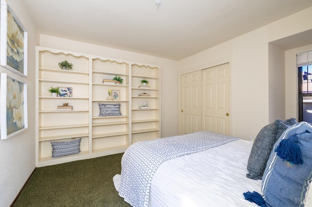 bedroom with a closet and carpet floors