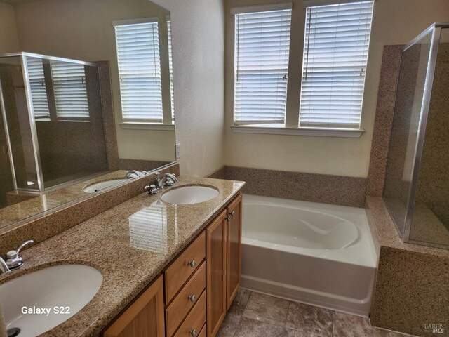 full bathroom with vanity, tile patterned flooring, shower / tub combination, and toilet