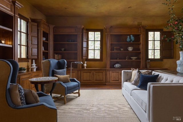 living area with light wood finished floors