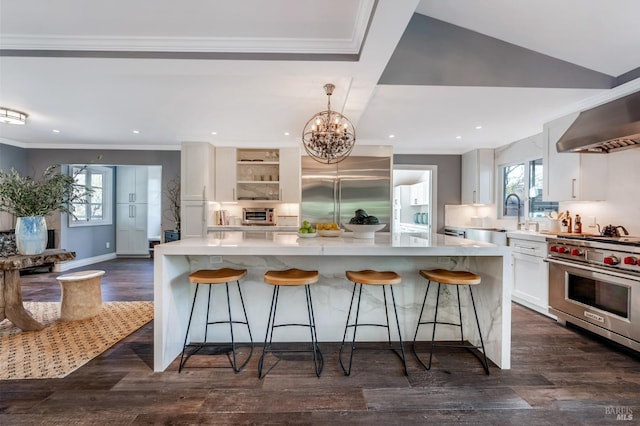 4071 Bones Rd, Sebastopol, CA 95472 - kitchen featuring a sink, appliances with stainless steel finishes, ornamental molding, plenty of natural light, and white cabinets