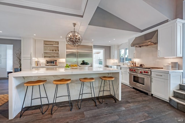 4071 Bones Rd, Sebastopol, CA 95472 - kitchen with high quality appliances, white cabinets, healthy amount of natural light, light countertops, and ornamental molding