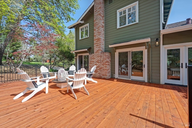 4071 Bones Rd, Sebastopol, CA 95472 - wooden deck featuring an outdoor fire pit