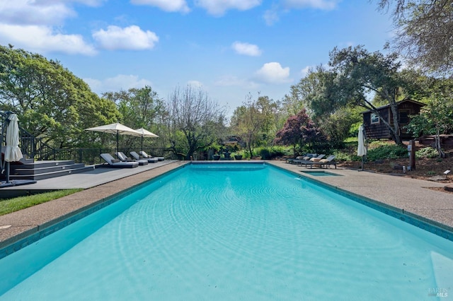4071 Bones Rd, Sebastopol, CA 95472 - view of pool featuring an in-ground hot tub, stairs, a deck, and a patio