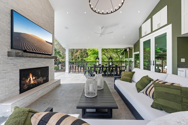 4071 Bones Rd, Sebastopol, CA 95472 - view of patio featuring an outdoor living space with a fireplace and outdoor dining area