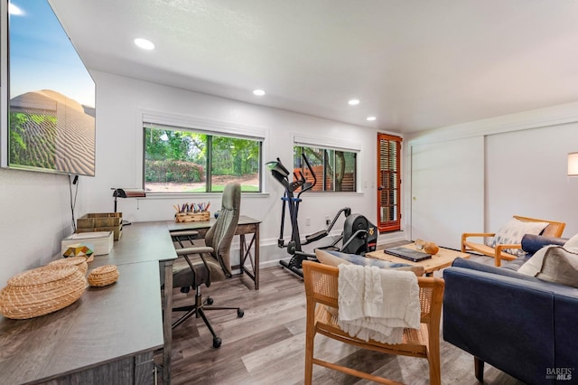 4071 Bones Rd, Sebastopol, CA 95472 - bedroom featuring wood finished floors, baseboards, recessed lighting, ensuite bath, and a closet