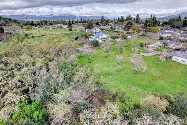 birds eye view of property with a mountain view
