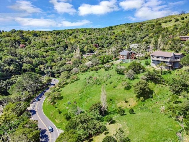 bird's eye view with a view of trees