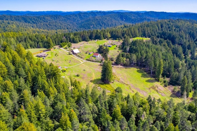 26300 Albion Ridge Rd, Albion, CA 95410 - drone / aerial view featuring a wooded view and a mountain view